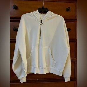 Hooded sweatshirt Creamy White Half-Zip with Ring Pull size medium